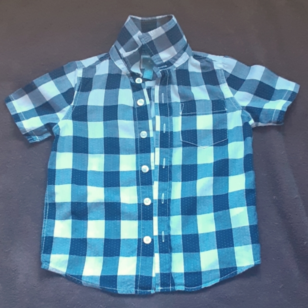 Boys Baby Gap Blue Plaid Short Sleeve Shirt